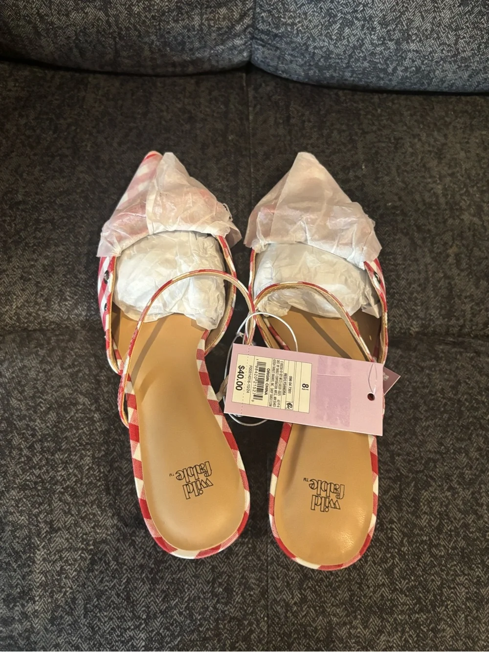 wild fable Red and White Gingham Slingback Heels